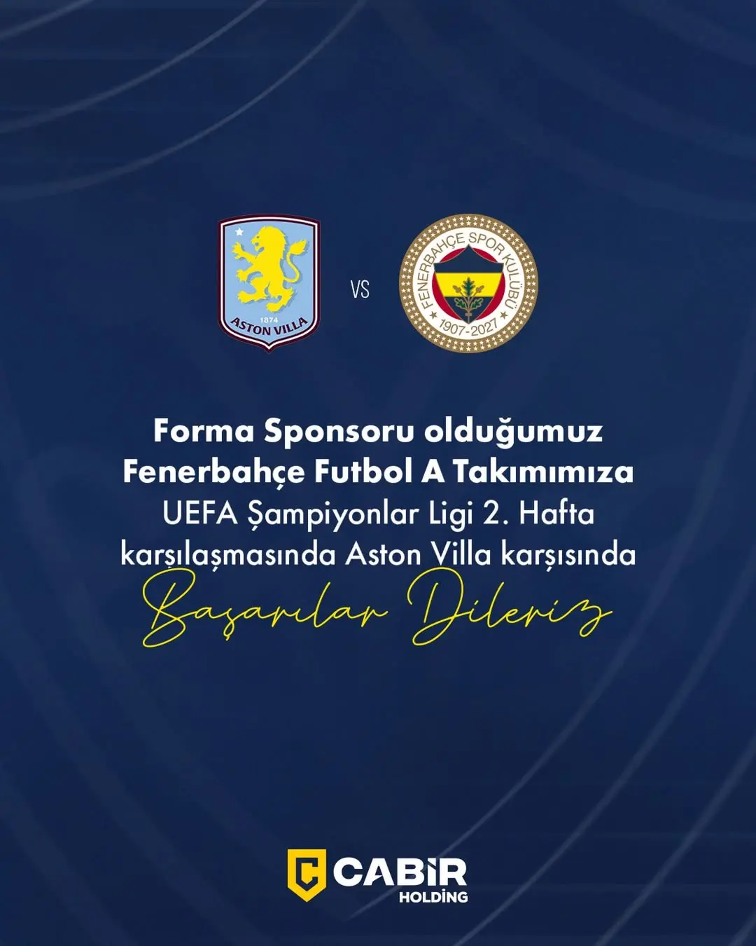 Fenerbahçe'ye Destek: UEFA Şampiyonlar Ligi'nde Aston Villa Karşısında Forma Sponsoru Olarak