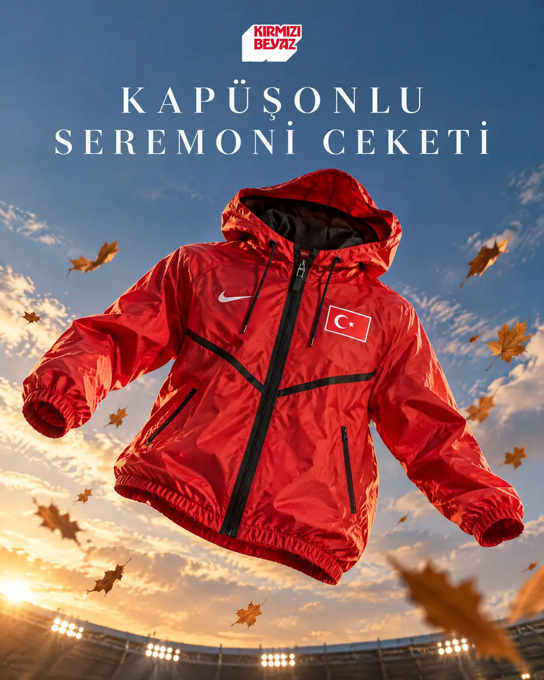 TFF E-Shop'tan Sonbahar Rüzgarlarına Karşı Kırmızı Beyaz Seremoni Ceketi
