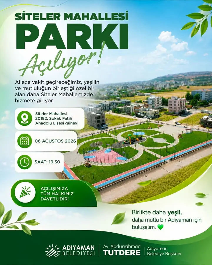 Adıyaman Belediyesi'nden Müjde: Siteler Mahallesi Parkı Açılıyor!
