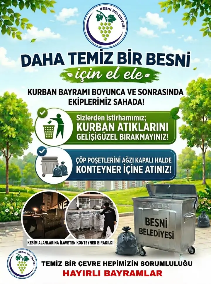 Besni Belediyesi'nden Kurban Bayramı Temizlik Duyurusu