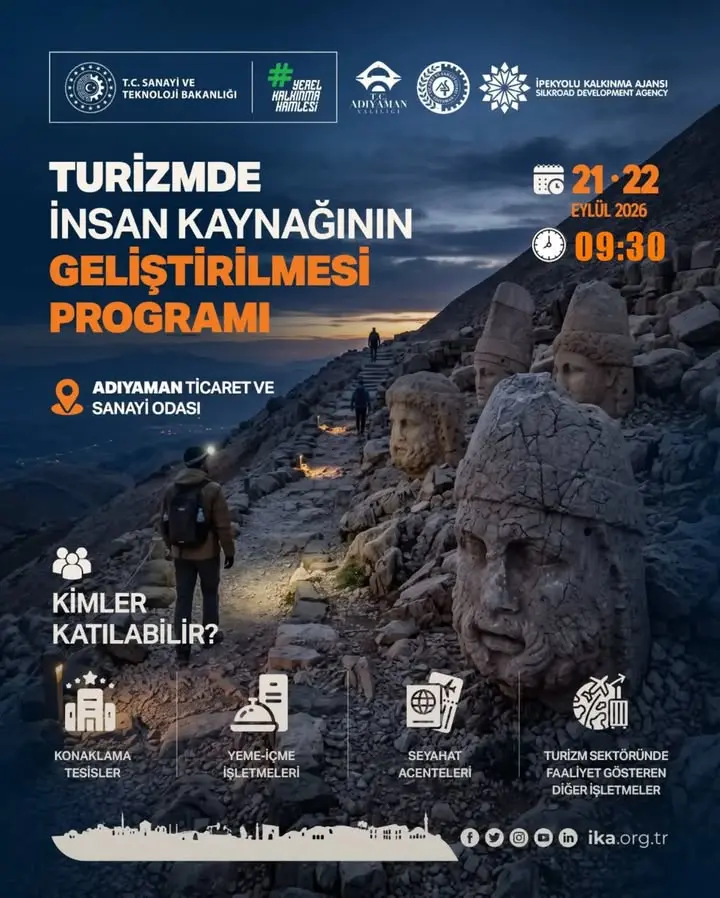 🔵Adıyaman Valiliği, Odamız ve İpekyolu Kalkınma Ajansı iş birliğinde, Adıyaman'da turizm sektöründe faaliyet gösteren işletmel...