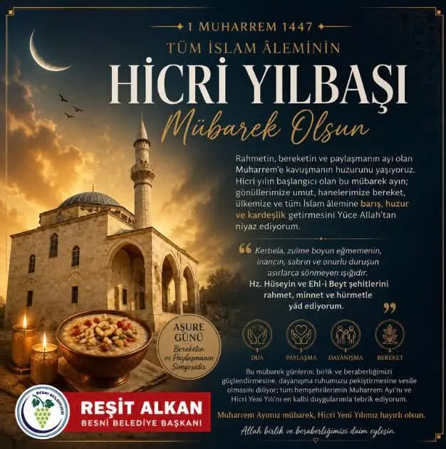 Besni Belediyesi'nden Mübarek Hicri Yılbaşı Mesajı