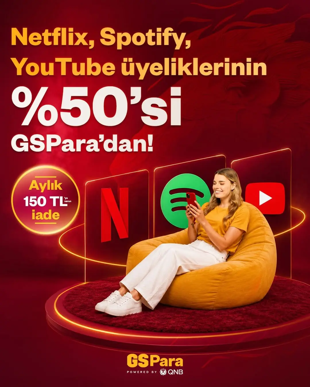Galatasaray'dan GSPara Kampanyası: Netflix, Spotify ve YouTube Üyeliklerinde %50 İndirim!