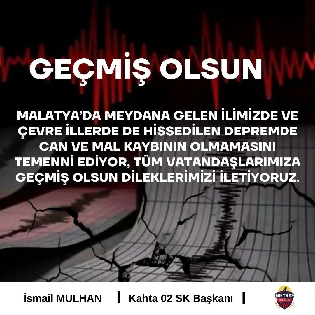 Kahta02 Spor Kulübü'nden Geçmiş Olsun Mesajı