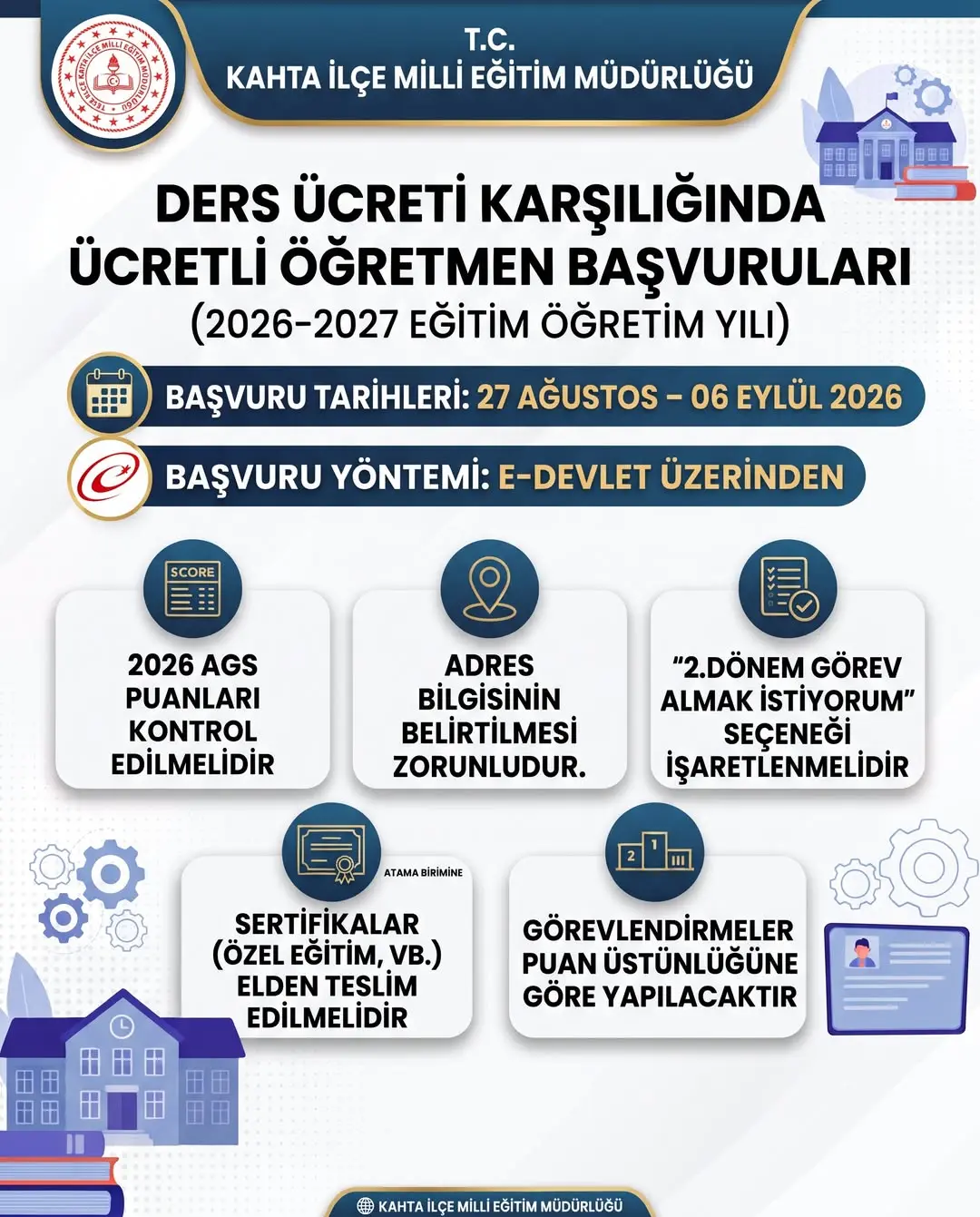Kahta İlçe Millî Eğitim Müdürlüğü'nden Öğretmenlik Başvuru Duyurusu