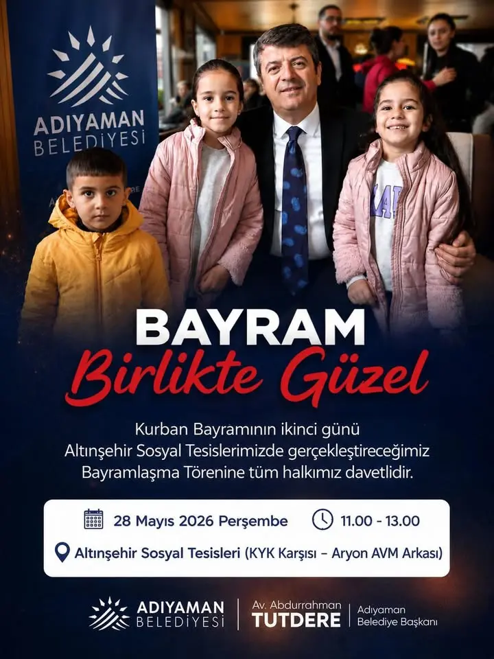 Adıyaman Belediyesi'nden Kurban Bayramı Bayramlaşma Programı Duyurusu