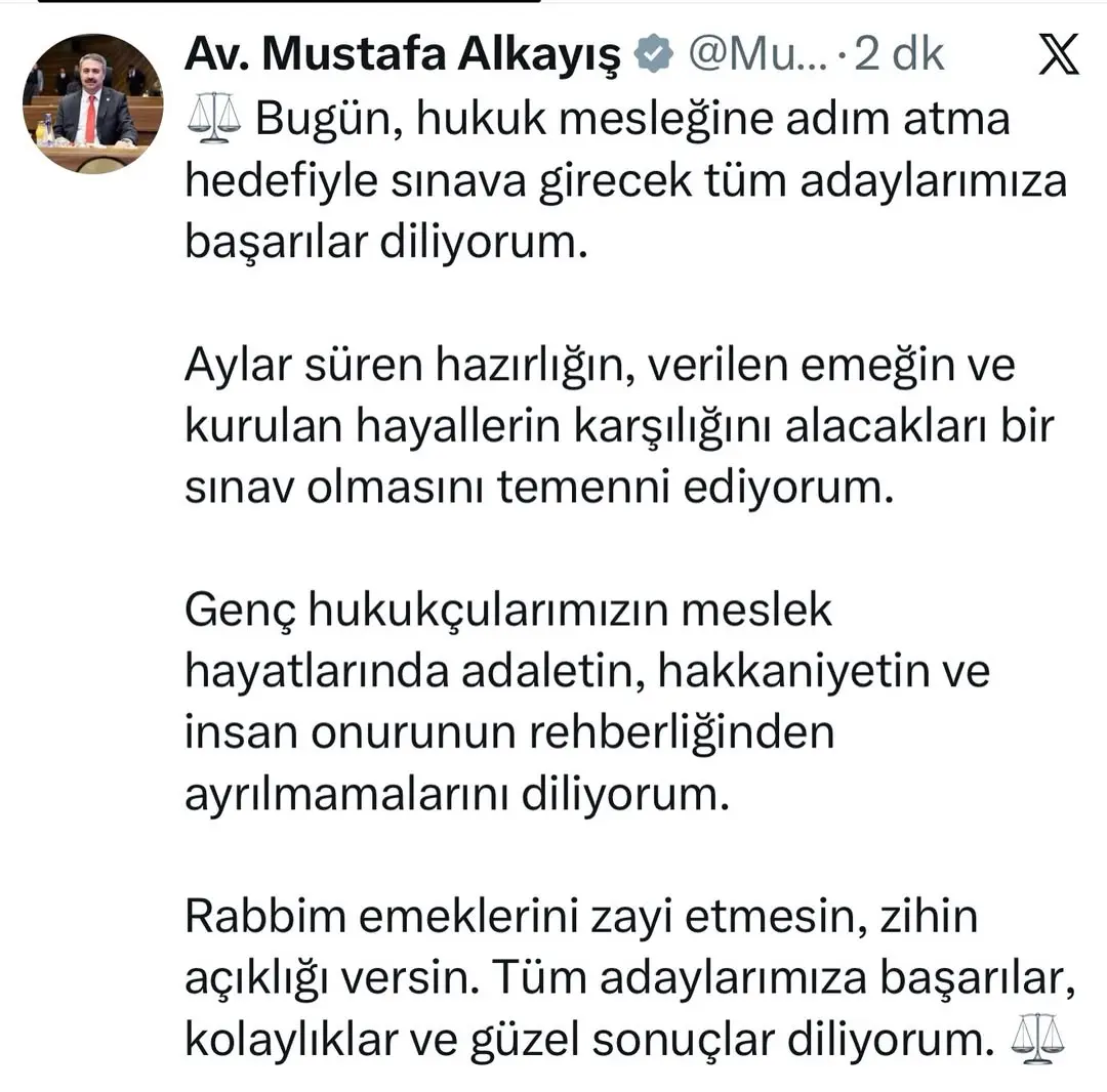Hukuk Sınavına Girecek Adaylara Başarılar Dileği