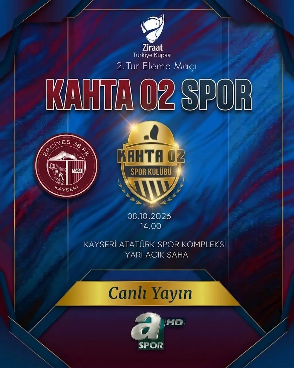 Kahta02 Spor Kulübü Ziraat Türkiye Kupası'nda Erciyes 38 FK ile Karşılaşacak