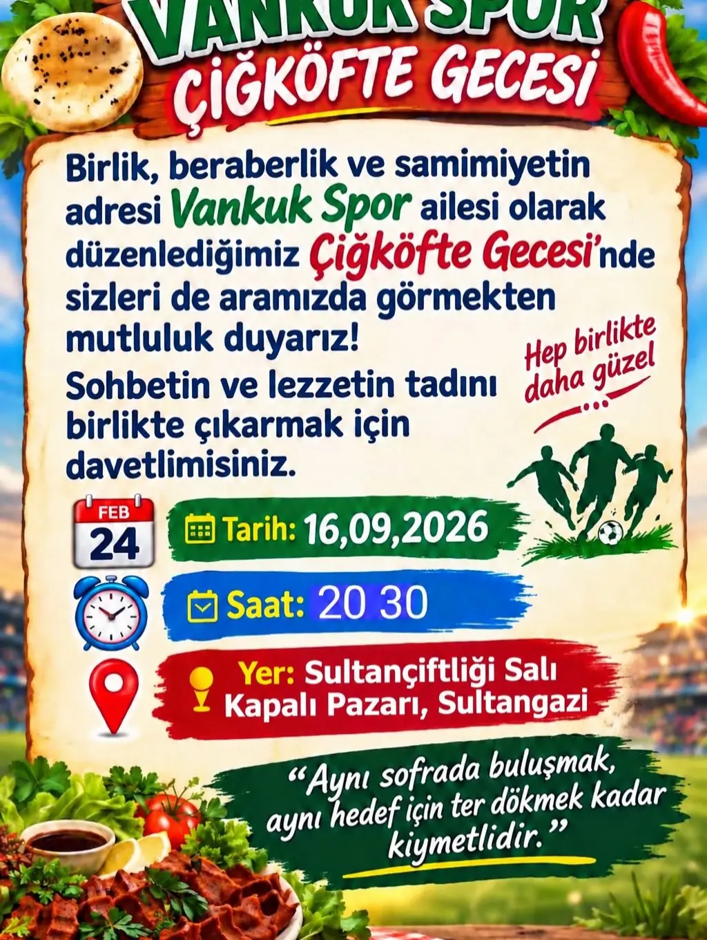 ADIGER-FED'den Çiğ Köfte Buluşmasına Davet