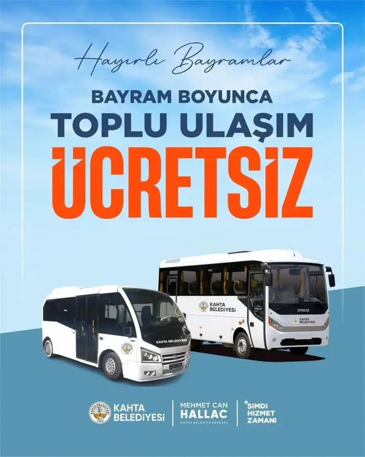 Kahta Belediyesi'nden Bayram Sürprizi: Ücretsiz Ulaşım Hizmeti