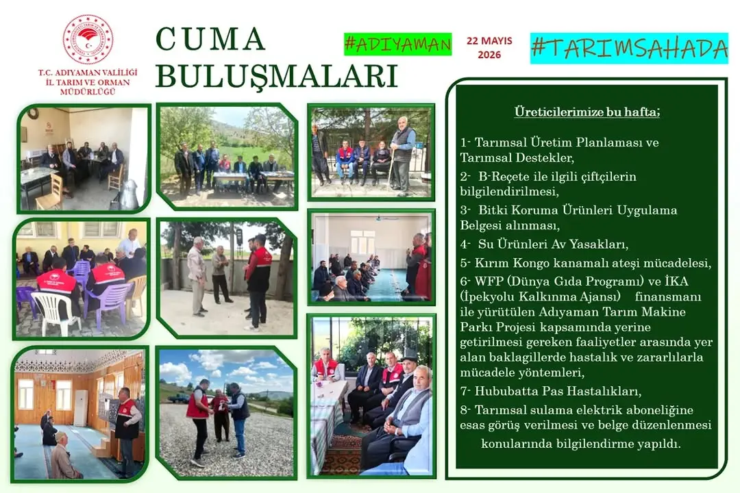 Adıyaman Tarım ve Orman İl Müdürlüğü'nün Cuma Buluşmaları Hakkındaki Paylaşımı