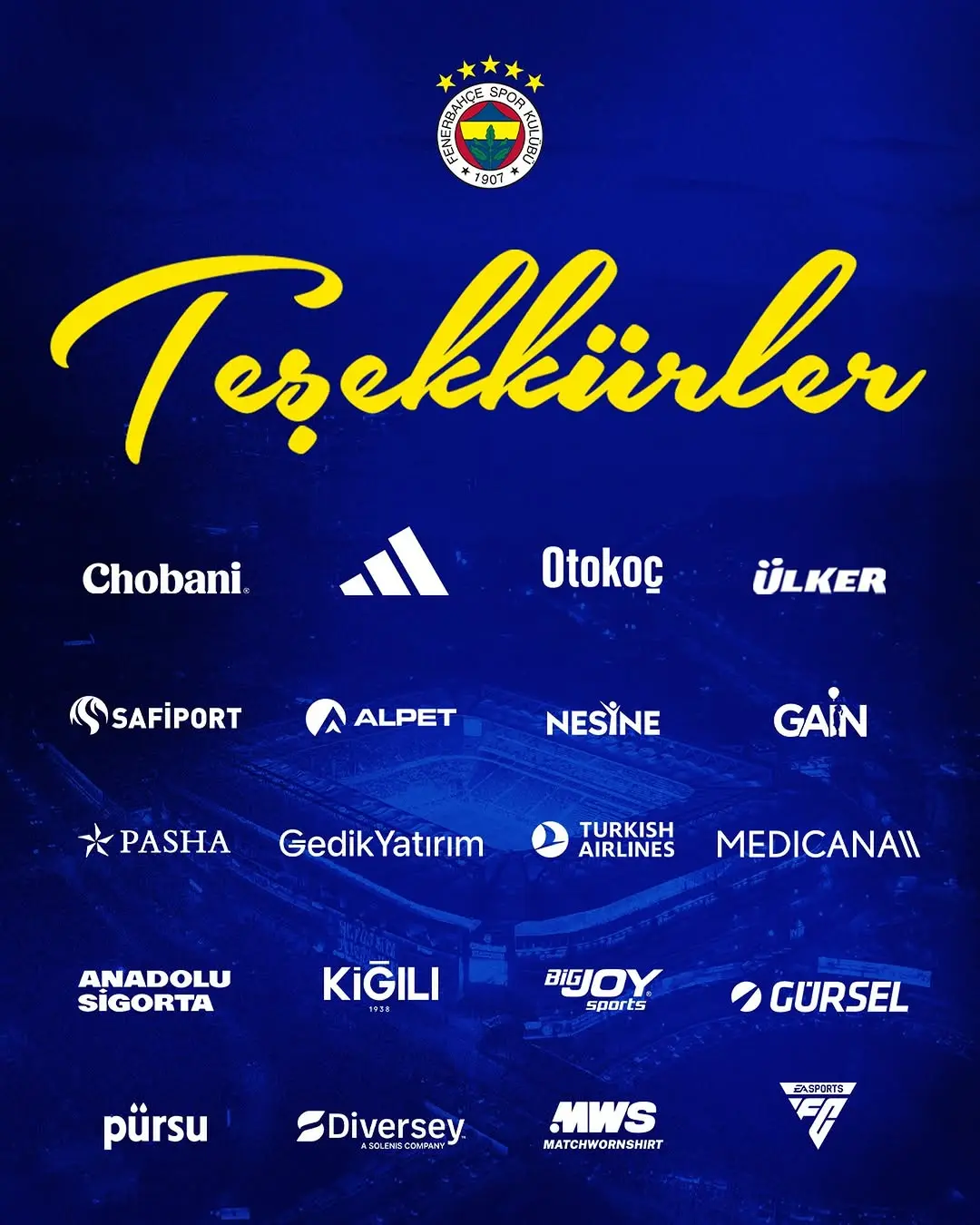 Fenerbahçe Spor Kulübü'nden Sponsorlara Teşekkür