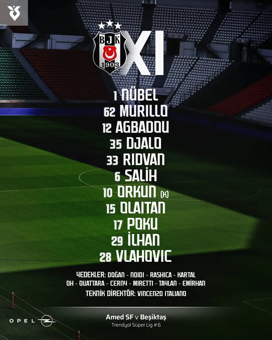 Beşiktaş JK'nın Amed Sportif Faaliyetler Maçı İlk 11'i Belli Oldu!