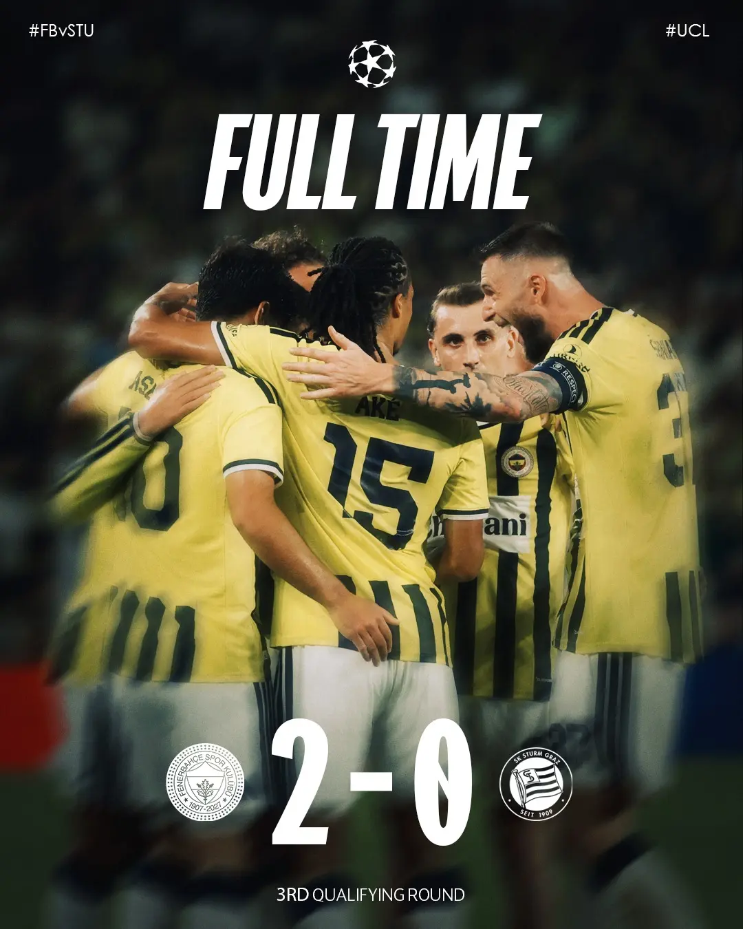 Fenerbahçe UEFA Şampiyonlar Ligi 3. Ön Eleme Turu İlk Maçında 2-0 Galip Geldi