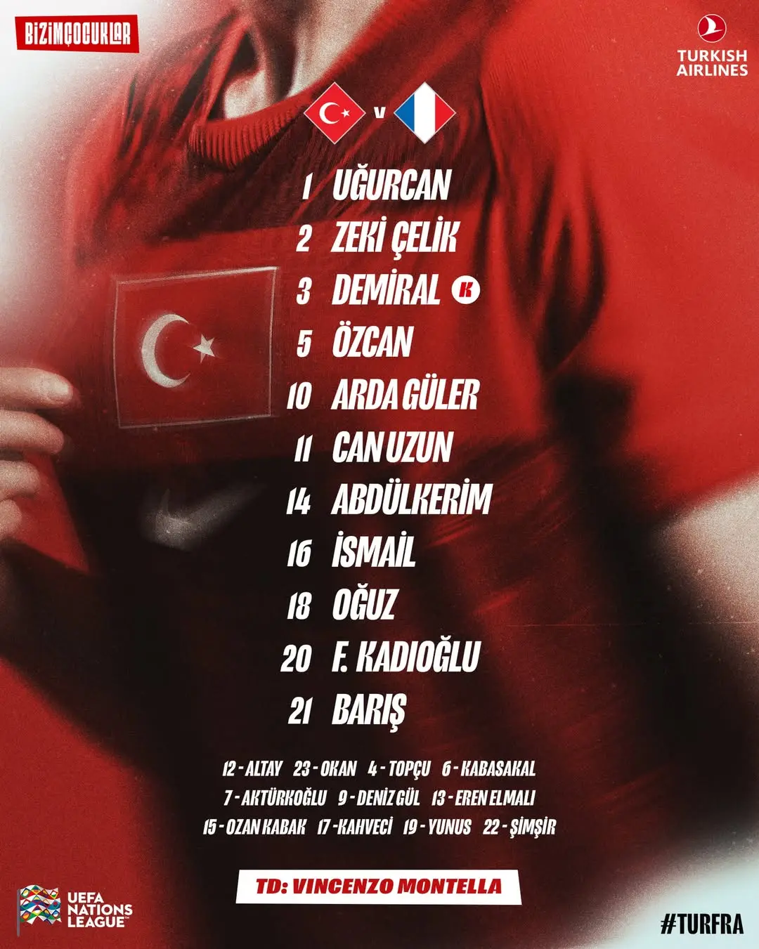 A Millî Takımımızın Fransa Karşısında Sahaya Çıkacak 11'i Belli Oldu