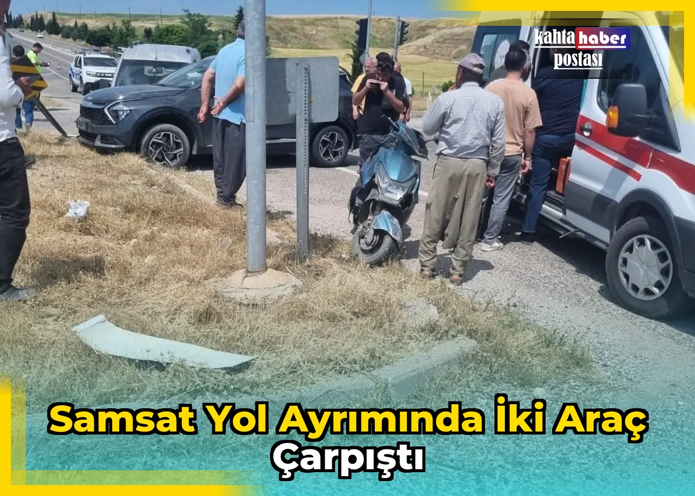 Samsat Yol Ayrımında İki Araç Çarpıştı
