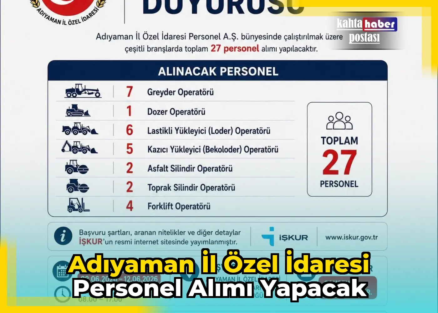 Adıyaman İl Özel İdaresi Personel Alımı Yapacak