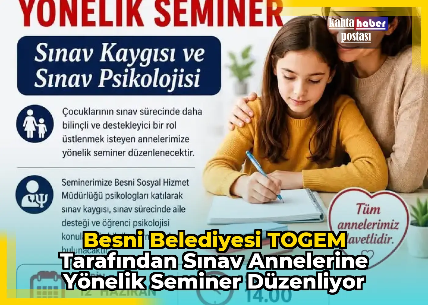 Besni Belediyesi TOGEM tarafından Sınav Annelerine Yönelik Seminer Düzenliyor