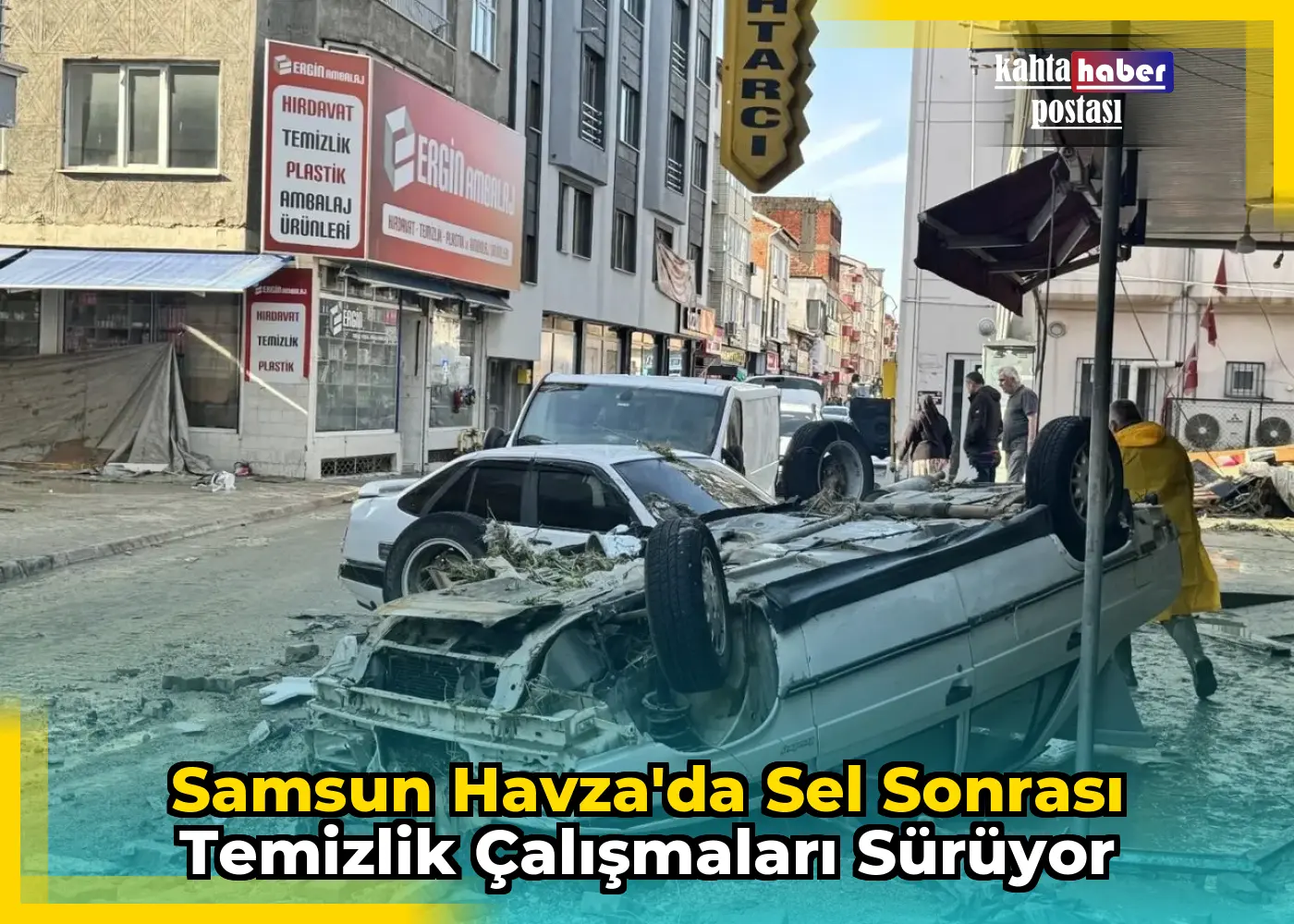 Samsun Havza'da Sel Sonrası Temizlik Çalışmaları Sürüyor