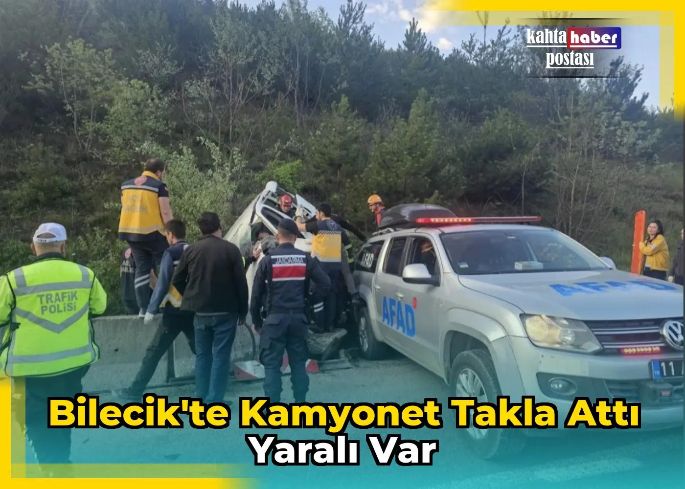 Bilecik'te Kamyonet Takla Attı Yaralı Var