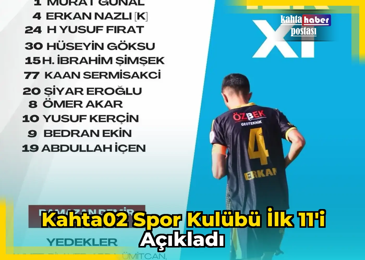 Kahta02 Spor Kulübü İlk 11'i Açıkladı