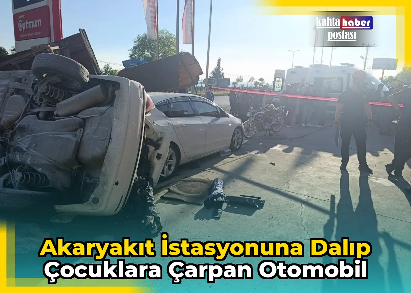 Akaryakıt İstasyonuna Dalıp Çocuklara Çarpan Otomobil
