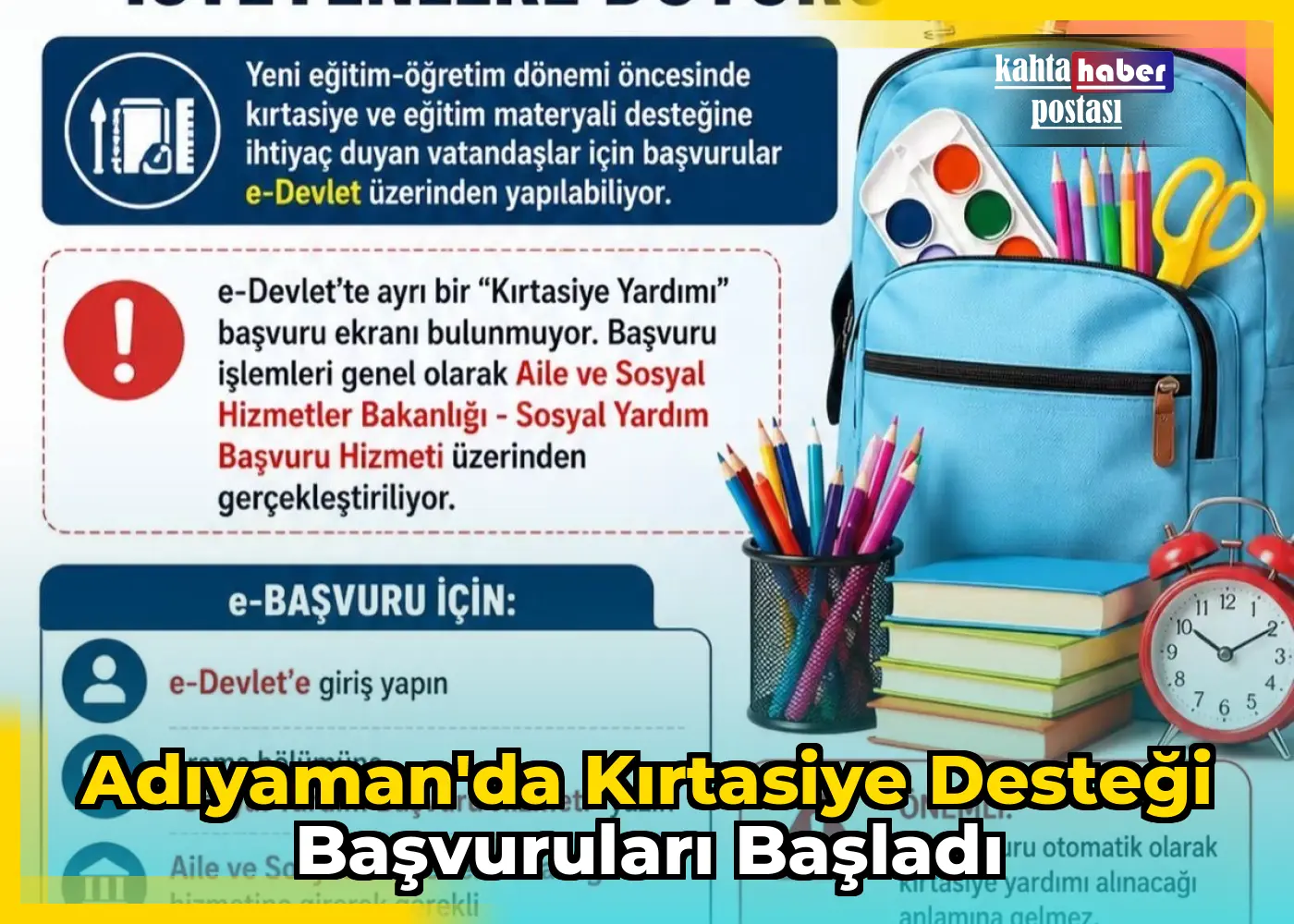 Adıyaman'da Kırtasiye Desteği Başvuruları Başladı