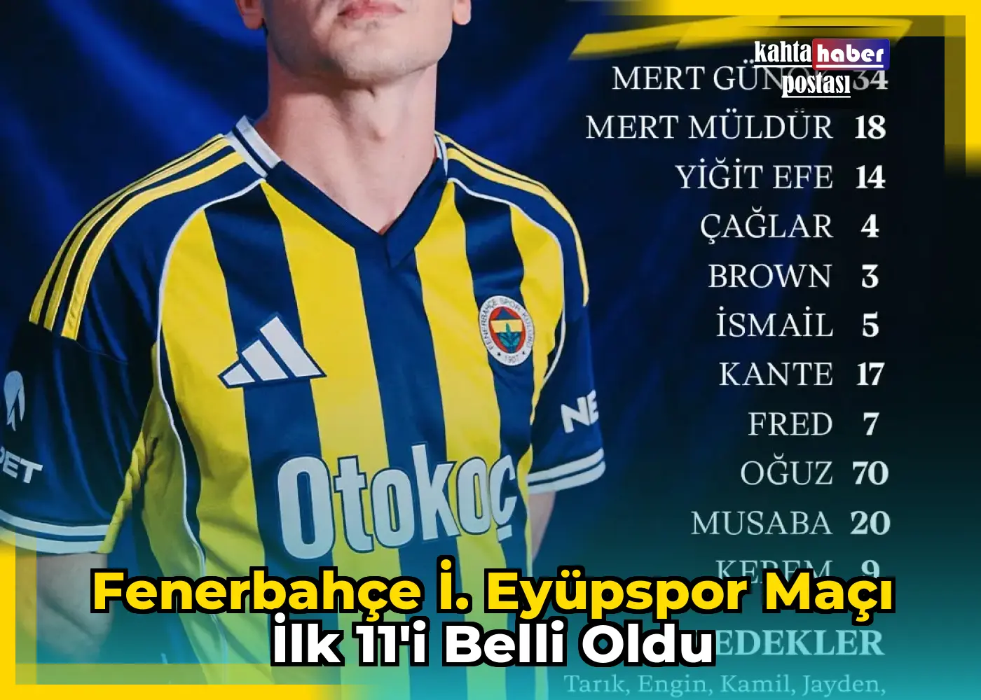 Fenerbahçe İ. Eyüpspor Maçı İlk 11'i Belli Oldu