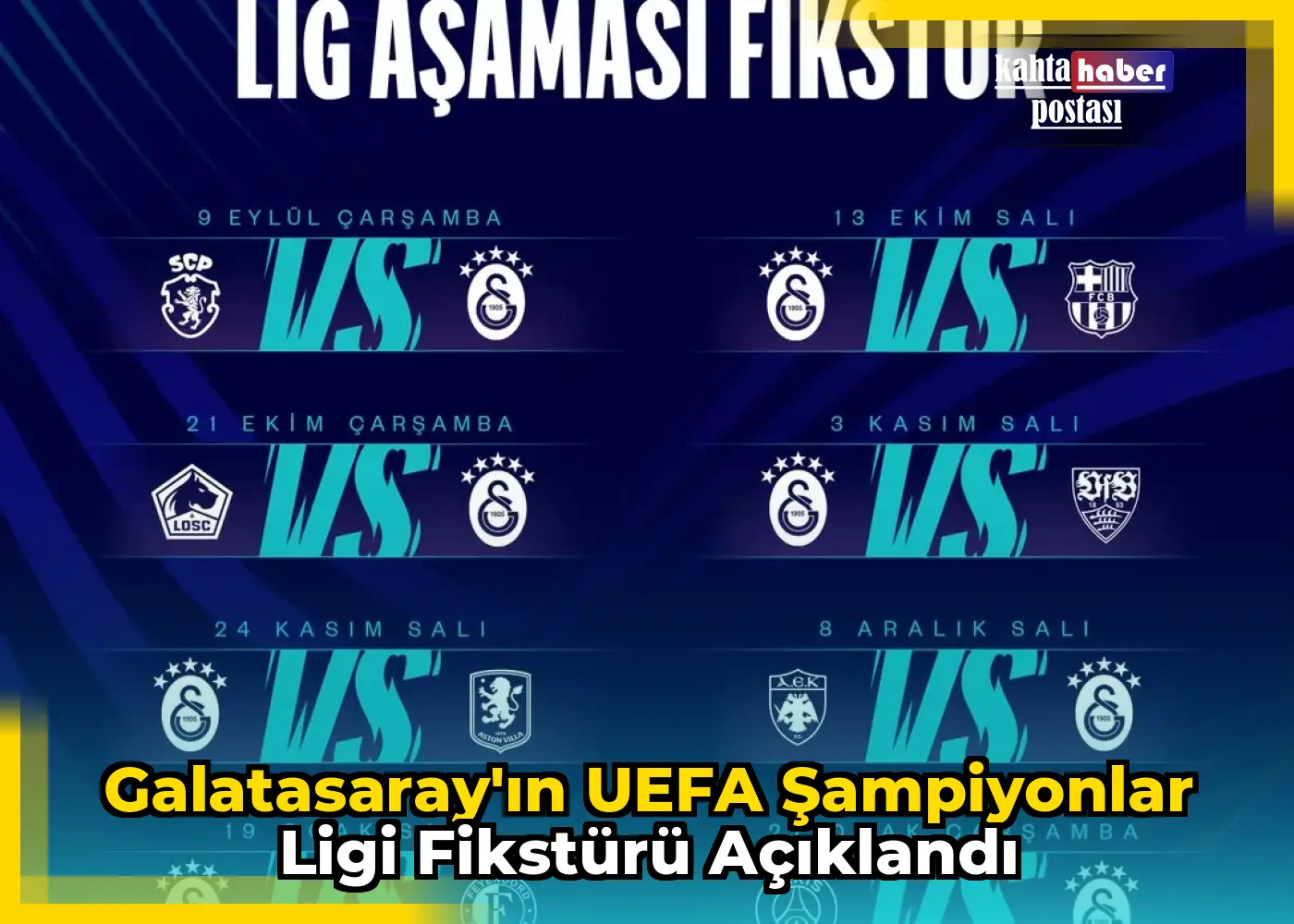 Galatasaray'ın UEFA Şampiyonlar Ligi Fikstürü Açıklandı