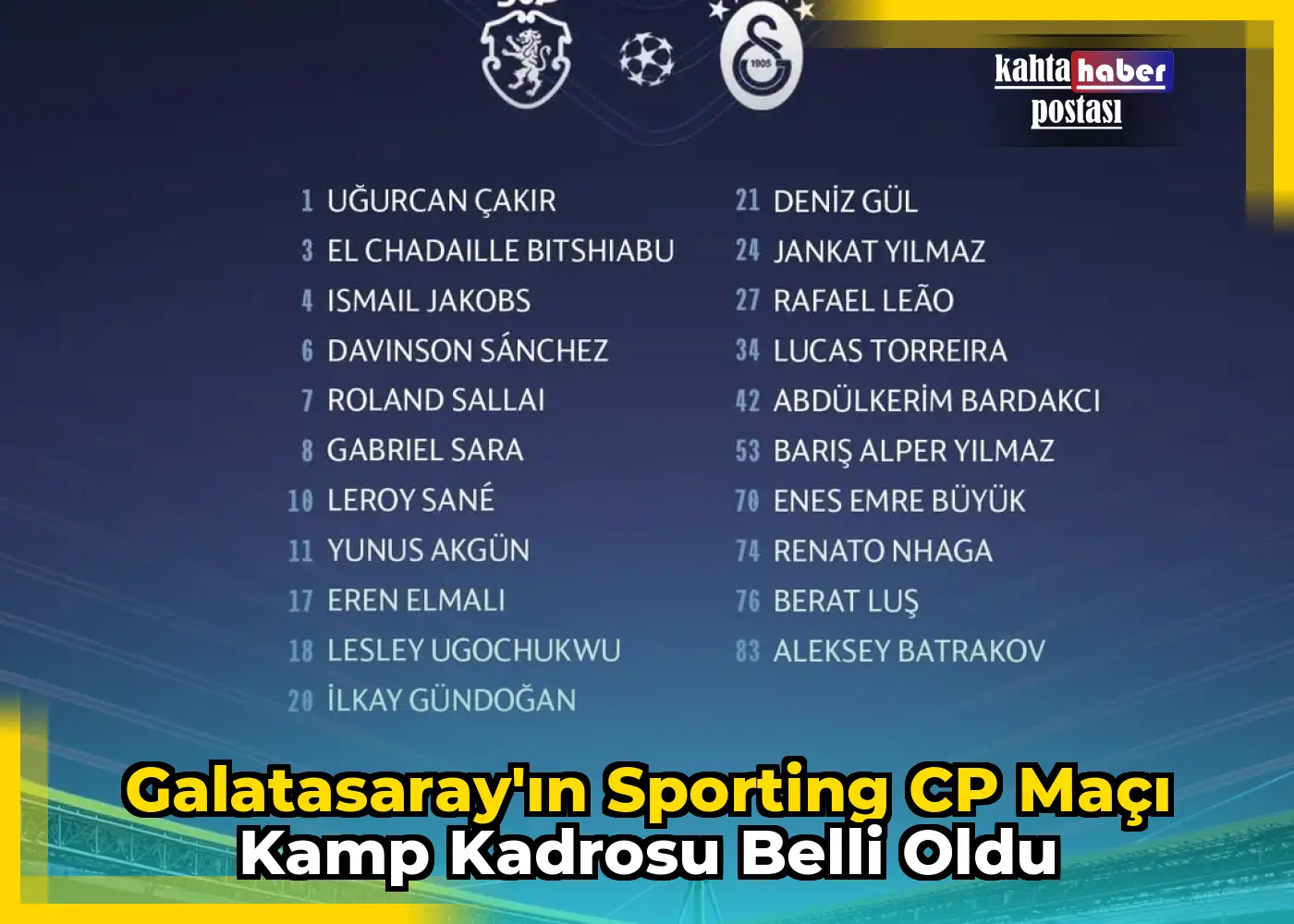 Galatasaray'ın Sporting CP Maçı Kamp Kadrosu Belli Oldu