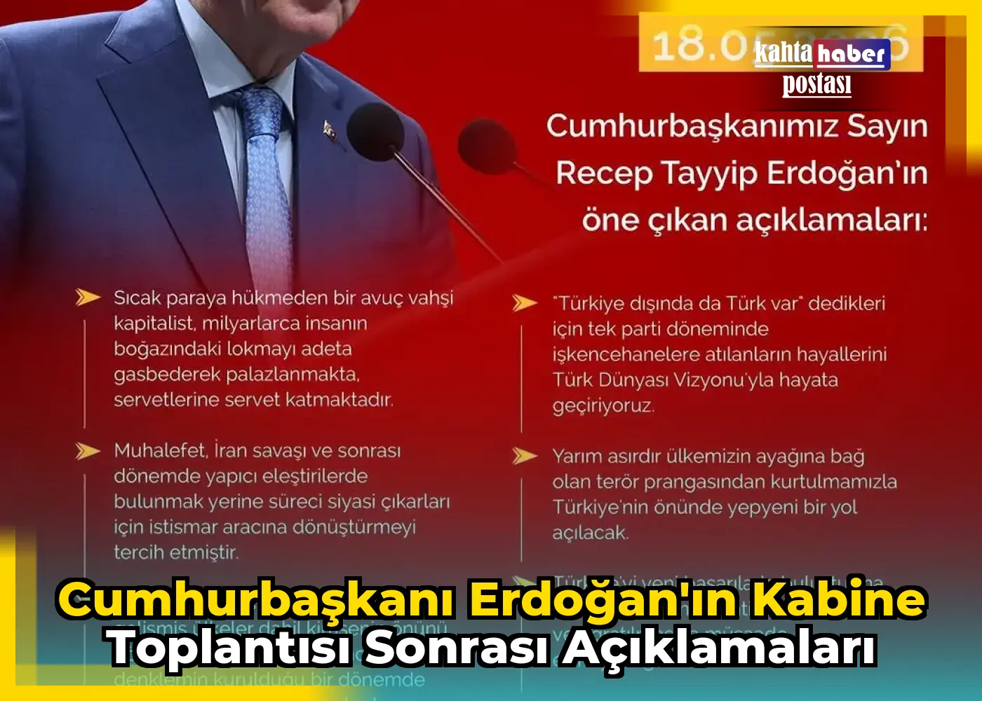 Cumhurbaşkanı Erdoğan'ın Kabine Toplantısı Sonrası Açıklamaları