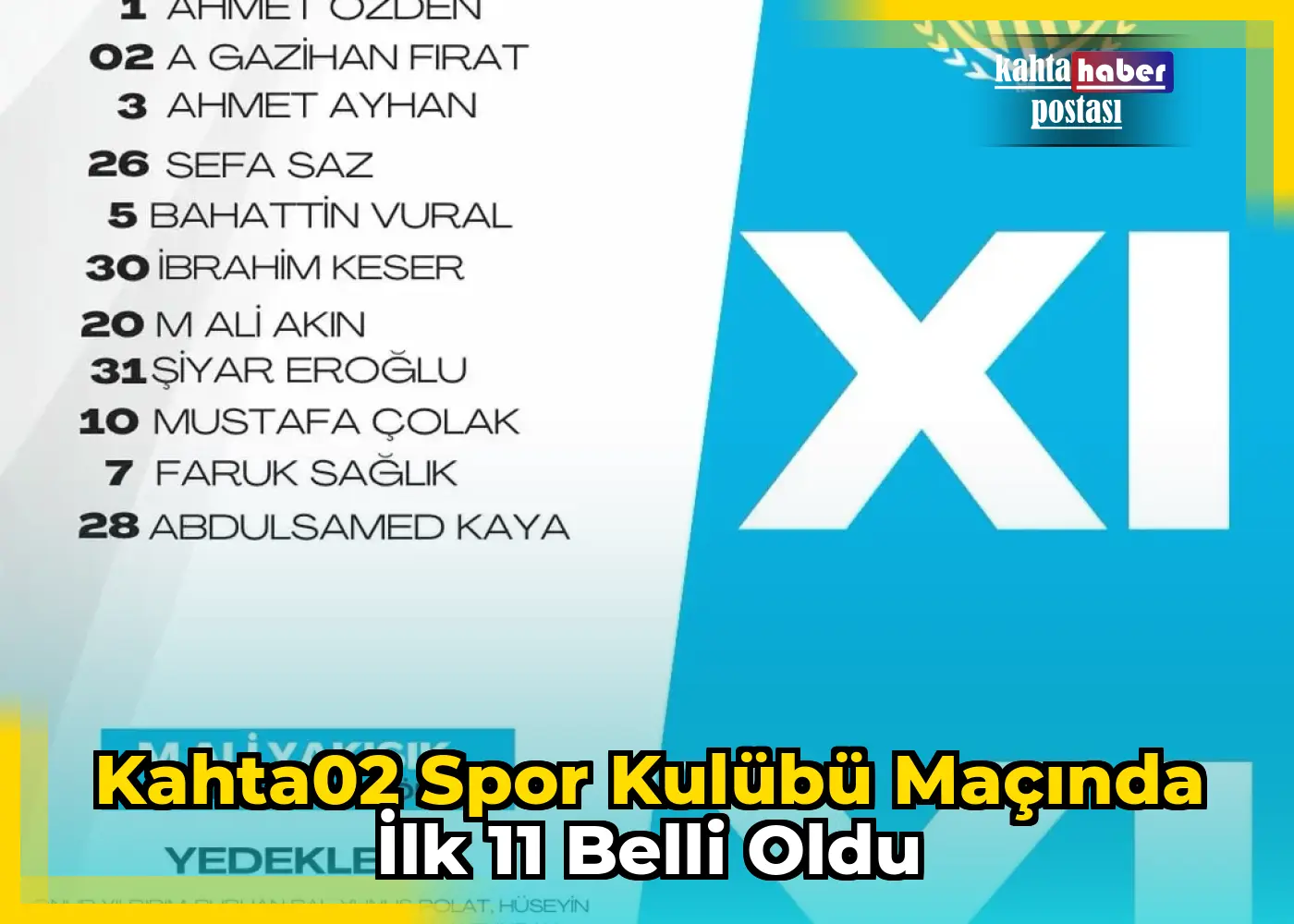 Kahta02 Spor Kulübü Maçında İlk 11 Belli Oldu