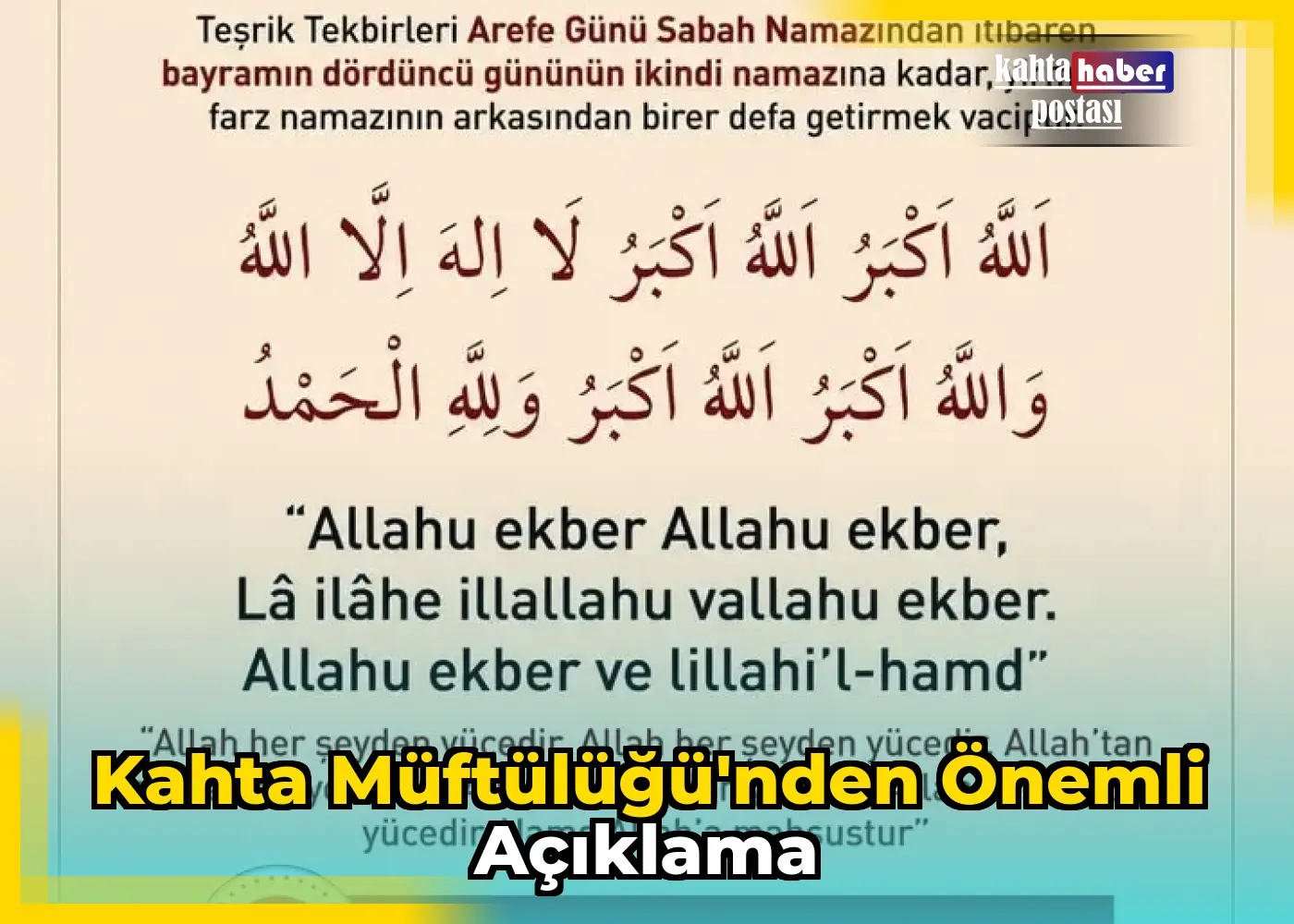 Kahta Müftülüğü'nden Önemli Açıklama