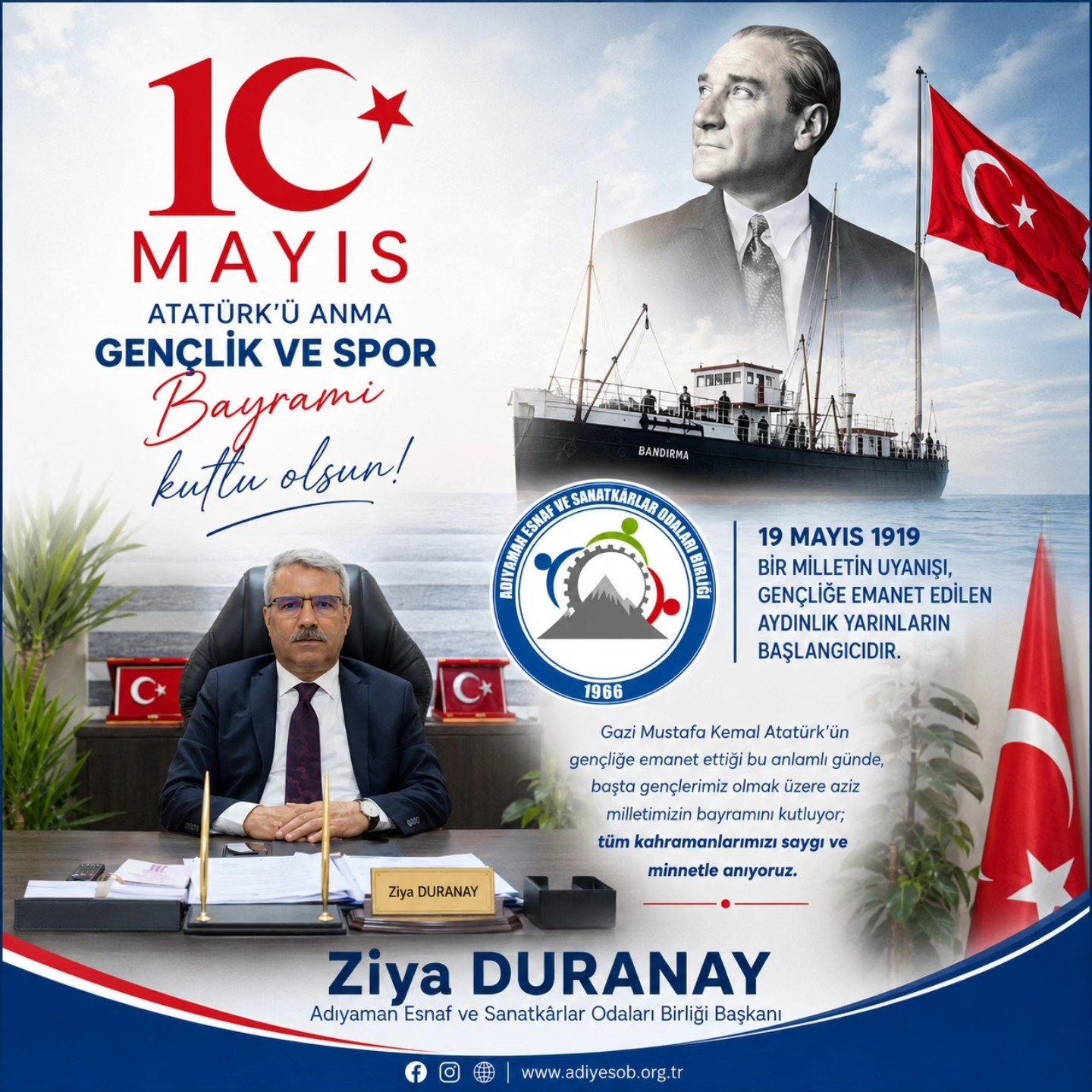 Duranay'dan 19 Mayıs Atatürk'ü Anma Mesajı