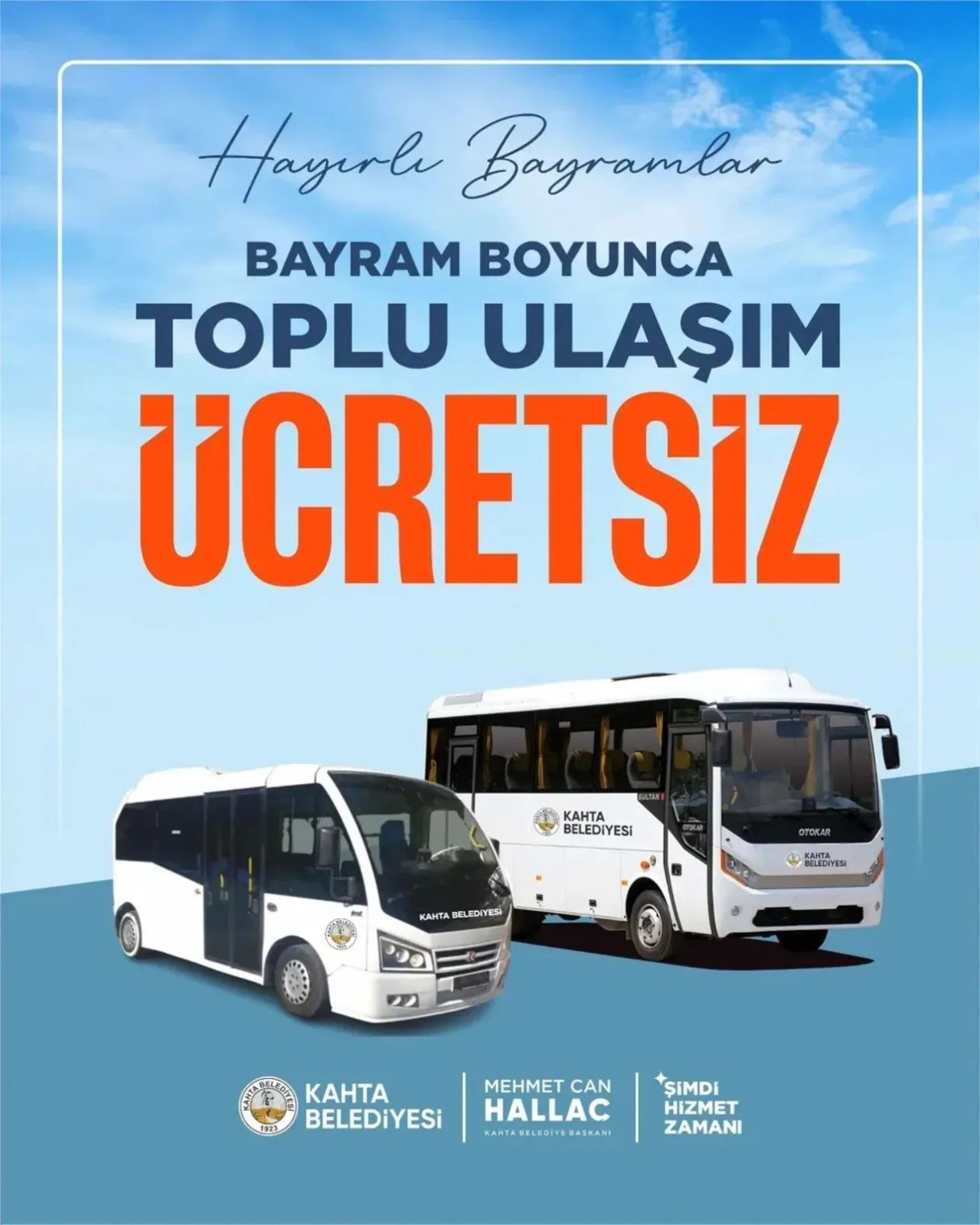 Kahta Belediyesi Bayramda Ücretsiz Ulaşım Sunuyor