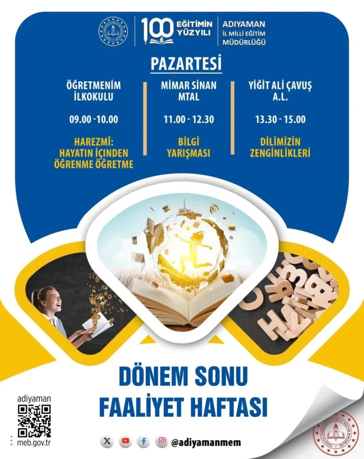 Adıyaman'da Okullarda Dönem Sonu Kültür Sanat Spor Başladı
