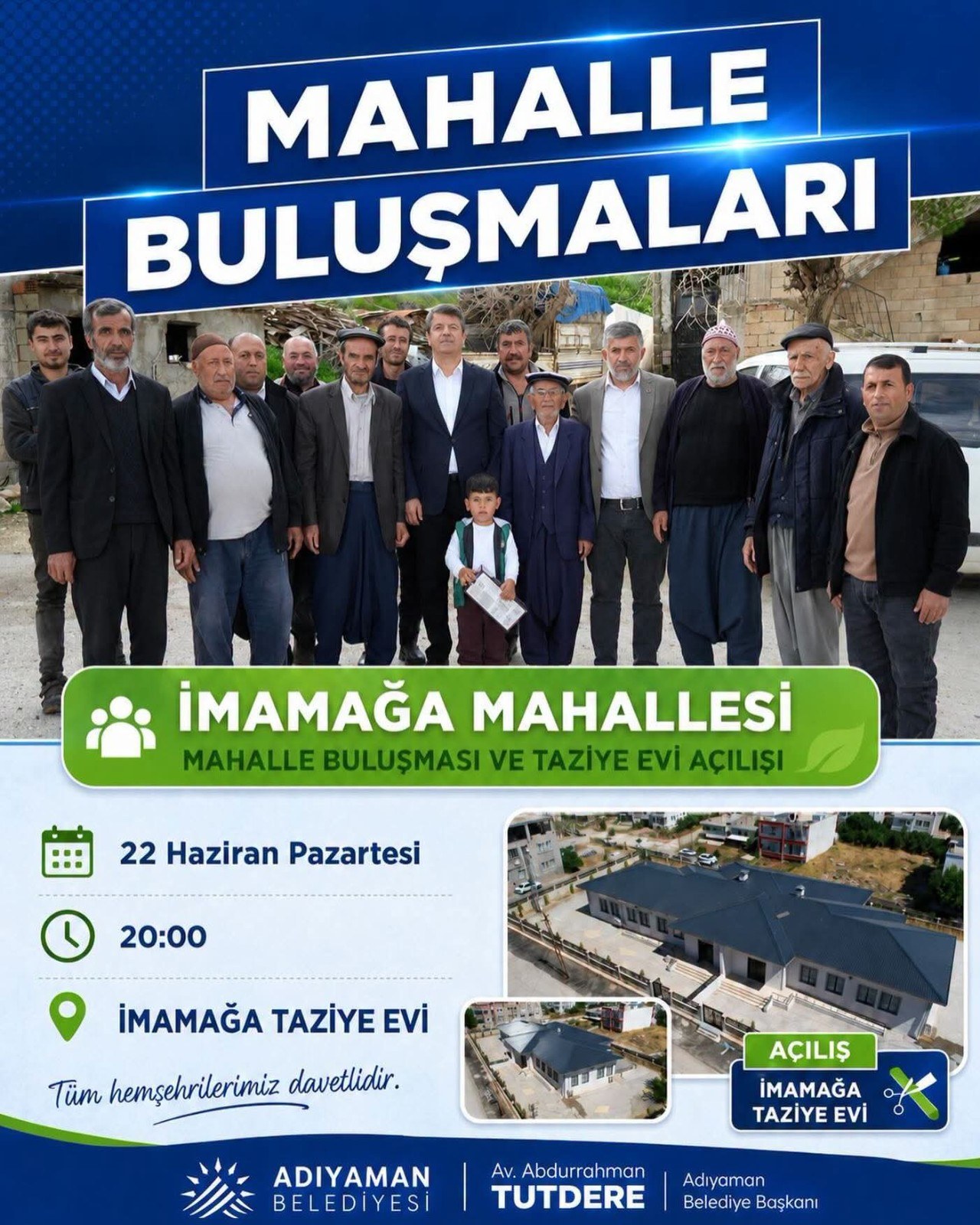 Adıyaman Belediye Başkanı Tutdere; Taziye Evi Açılışı ve Mahalle Buluşması Gerçekleştireceğiz