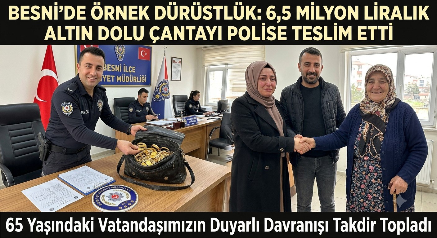 Besni'de 6.5 Milyon Liralık Altın Çantası Sahibine Teslim Edildi