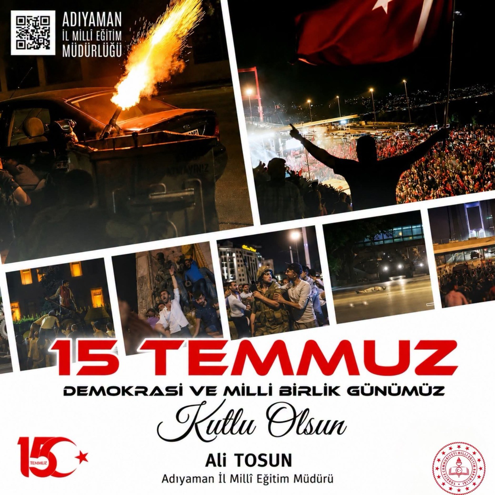 İl Milli Eğitim Müdürlüğü'nden 15 Temmuz Milli Birlik Günü Mesajı Yayınlandı