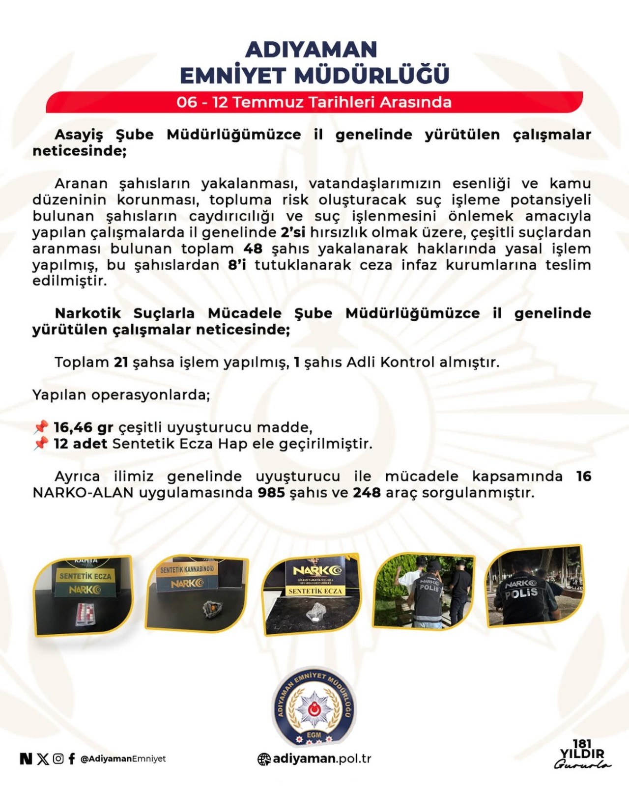 Adıyaman'da 48 Aranan Şahıs Yakalandı