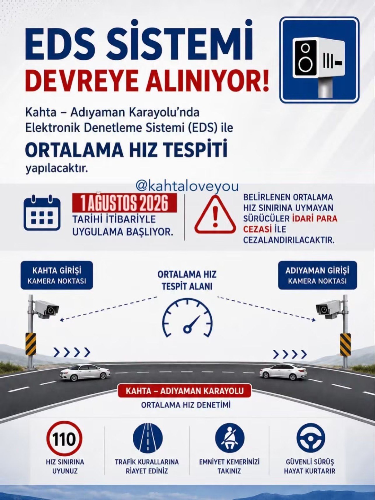 Kahta Adıyaman Karayolu EDS Devreye Giriyor