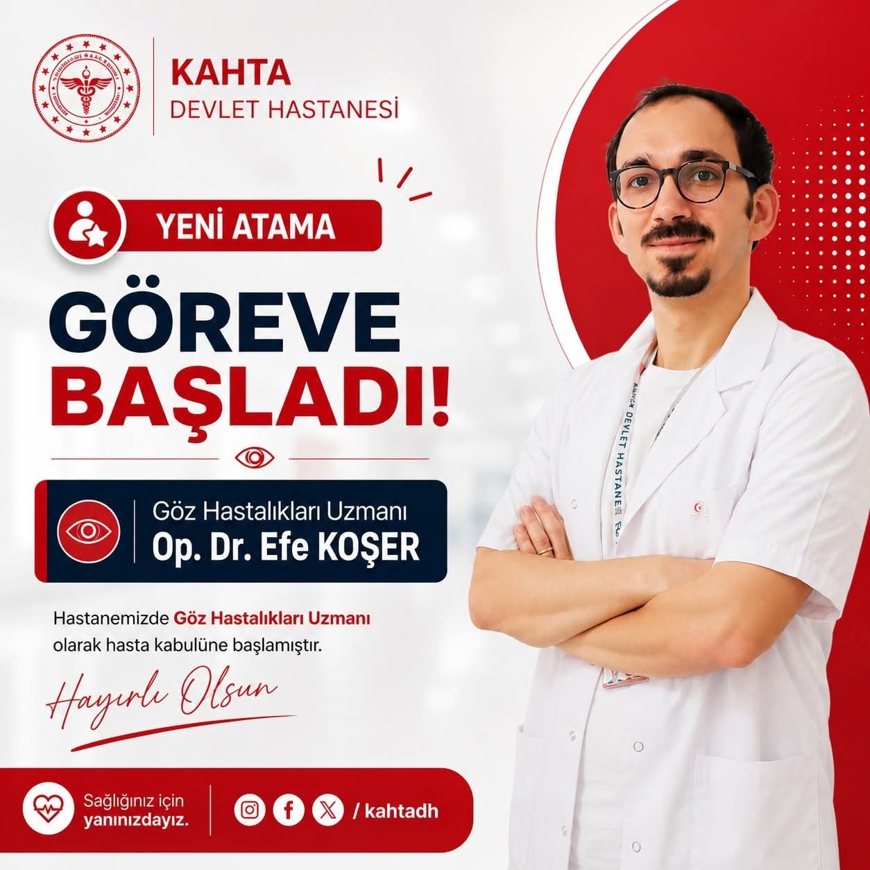 Kahta Devlet Hastanesi'nde Yeni Uzman Hekim