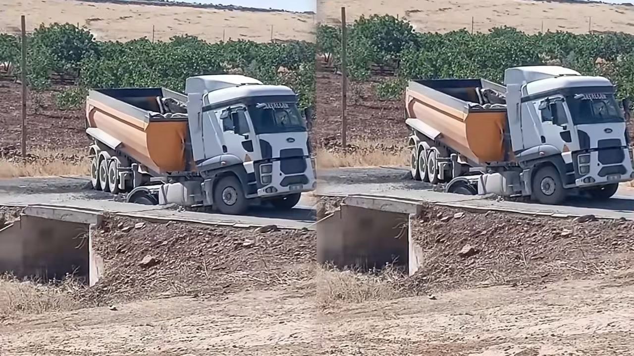 Şanlıurfa Karaköprü'de Hafriyat Kamyonu Çukura Düştü