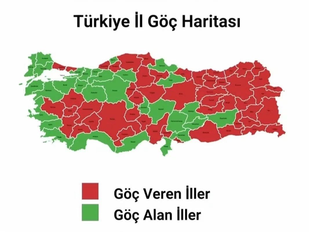 Türkiye'nin Güncel Göç Haritası Yayınlandı