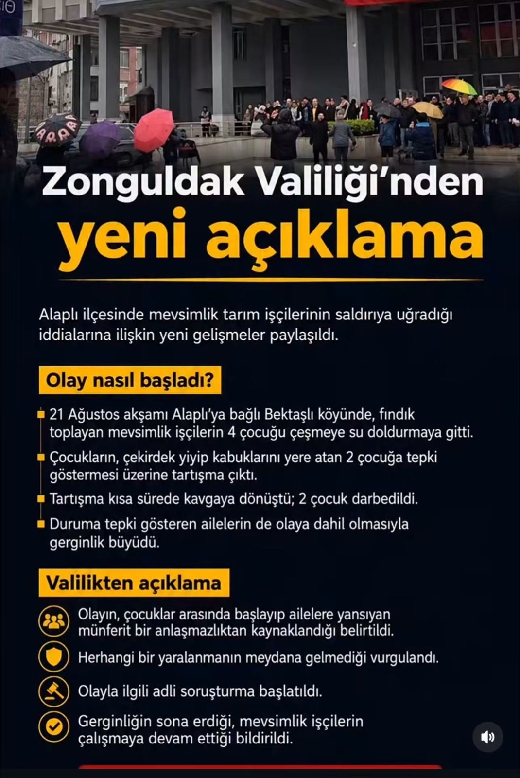 Zonguldak Alaplı'da Mevsimlik İşçilerle İlgili Açıklama
