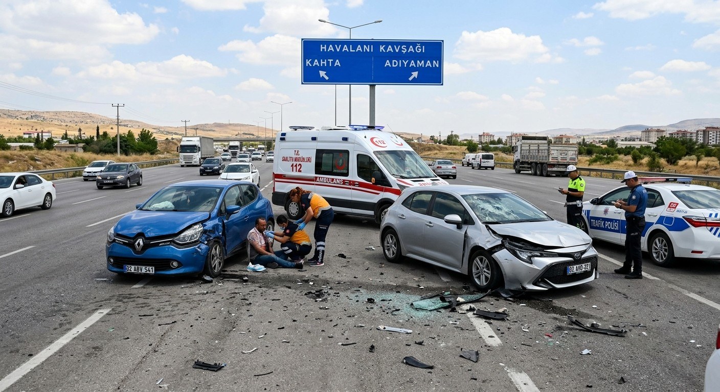Adıyaman Havalanı Kavşağı'nda Trafik Kazası