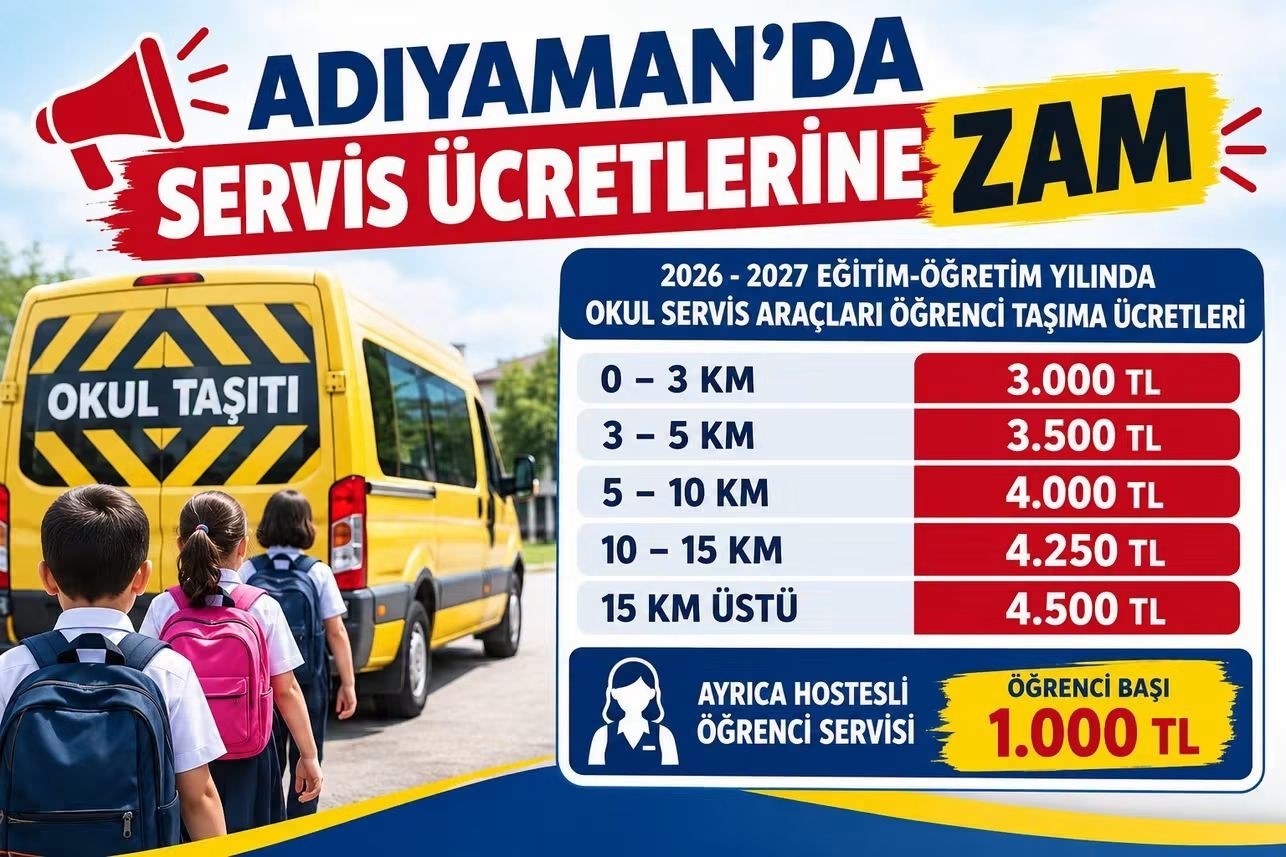 Adıyaman'da Okul Servis Ücretleri Belirlendi