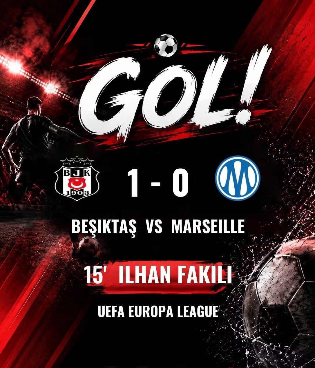 Beşiktaş Marseille Karşılaşmasında İlk Gol
