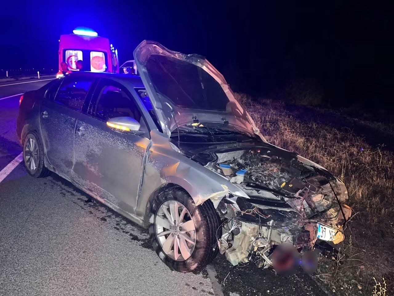 Hanönü'nde Otomobil Domuz Sürüsüne Çarptı: 2 Kişi Yaralandı 9 Domuz Öldü