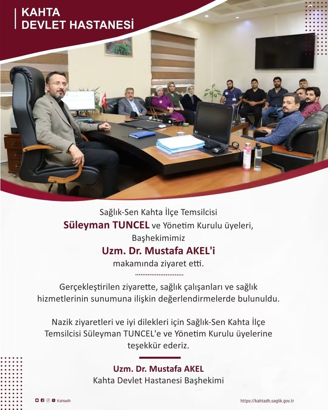 Sağlık-Sen Kahta Temsilciliğinden Başhekim Ziyareti